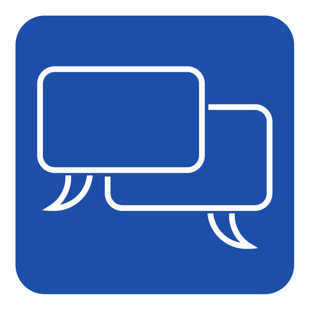 蓝白标志两个轮廓语音气泡图标图片下载