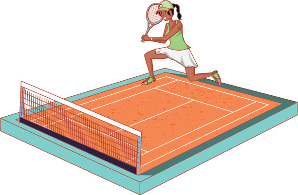 女子在球场上练习网球图片下载