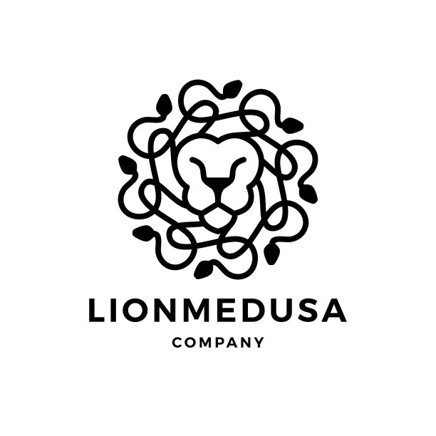 狮子美杜莎蛇发女怪标志图标图片下载