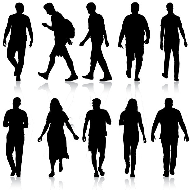 设黑色剪影男女站立图片下载