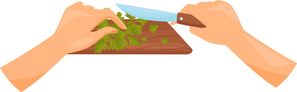 人的手用刀切新鲜的欧芹图片下载