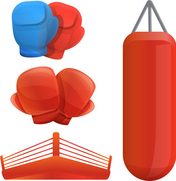 拳击图标设置卡通风格图片下载