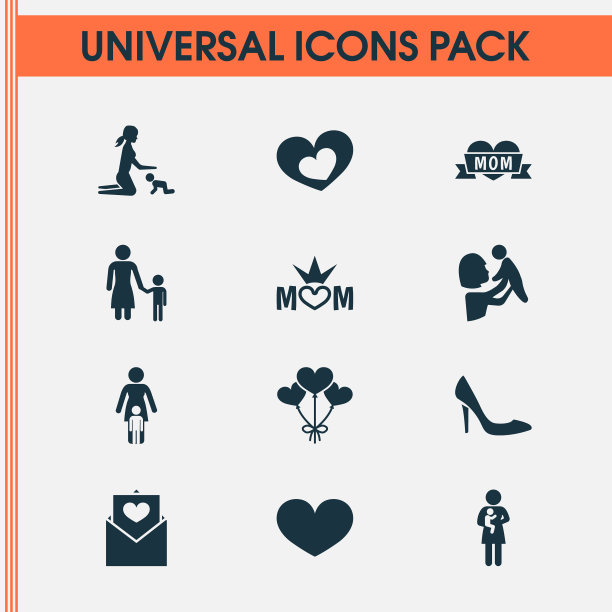 母亲节图标设计概念集12个这样图片下载