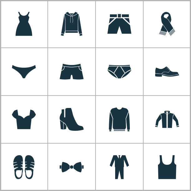 服装图标套装，男士卫衣夹克图片下载