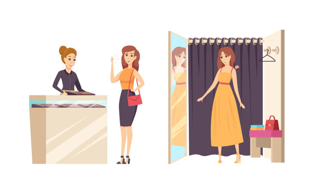 购物年轻女性在更衣室图片下载