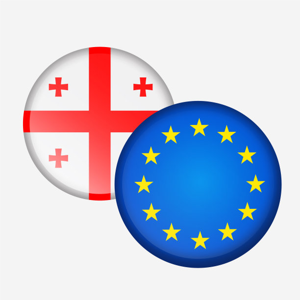贴纸是格鲁吉亚和欧洲的圆形旗帜图片下载