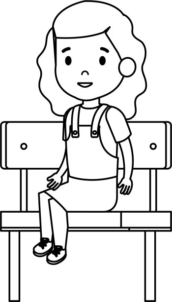 漂亮的小女生坐在学校的椅子上图片下载