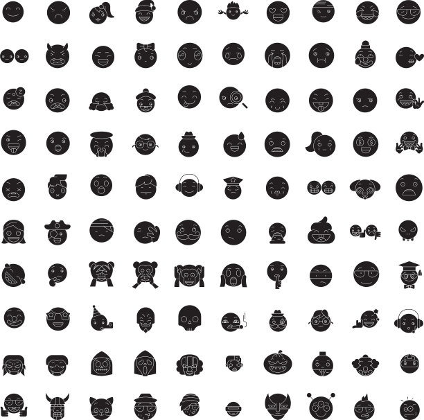 书呆子表情符号黑色概念图标书呆子表情符号图片下载