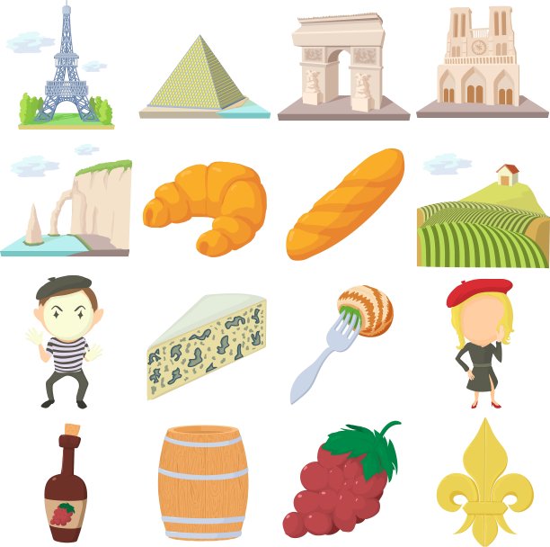 法国旅游偶像设定卡通风格图片下载