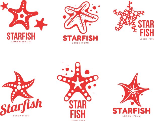 一套图形剪影海星标志模板图片下载