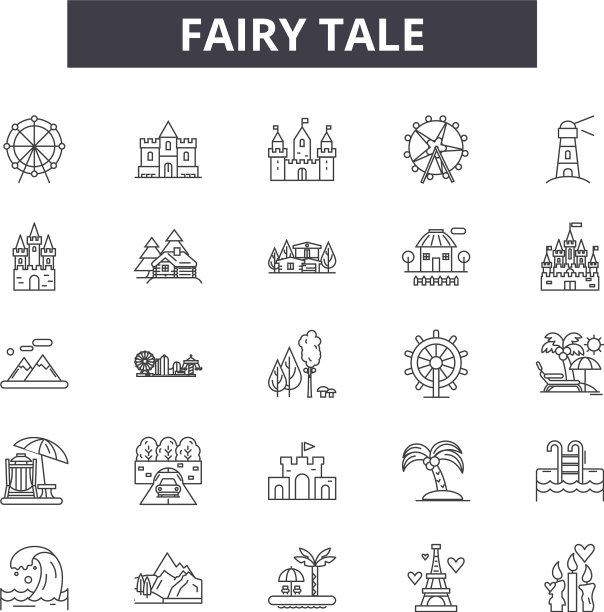 童话线图标标志设置轮廓图片下载