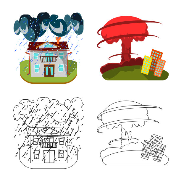 设计气象和遇险图标集图片下载