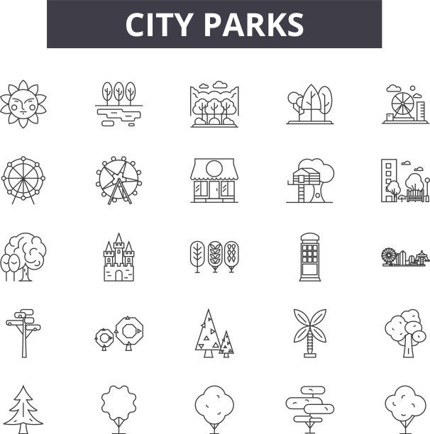 城市公园线图标标志设置大纲图片下载
