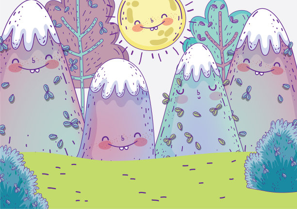 大自然的树木，雪山和阳光图片下载