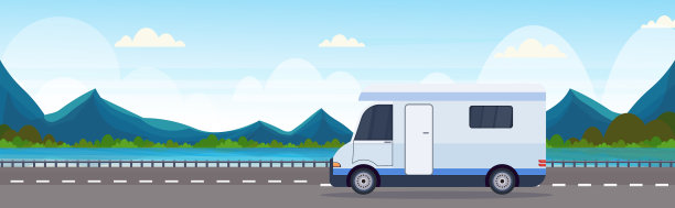 在高速公路上旅行的休闲大篷车图片下载