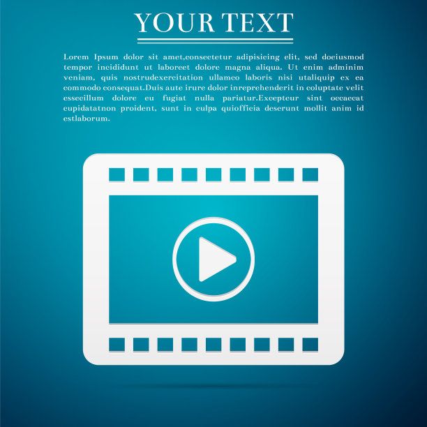 播放视频平面图标上的蓝色背景图片下载