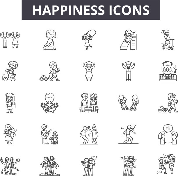 幸福线图标标志设置轮廓图片下载