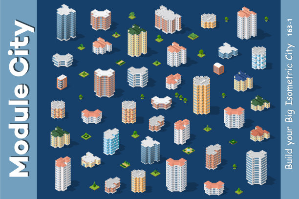 一套现代等距建筑图片下载