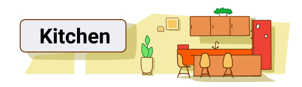 现代厨房与植物在室内空no图片下载