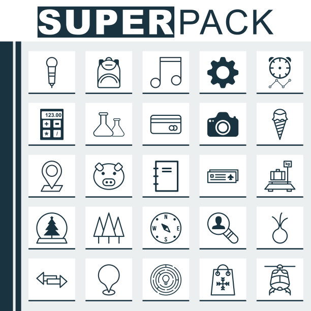 一组25个通用的可编辑图标可以使用图片下载