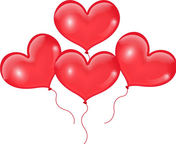 逼真的3D红气球心形图片下载