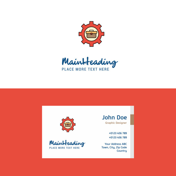 扁平公文包设置标志和名片图片下载