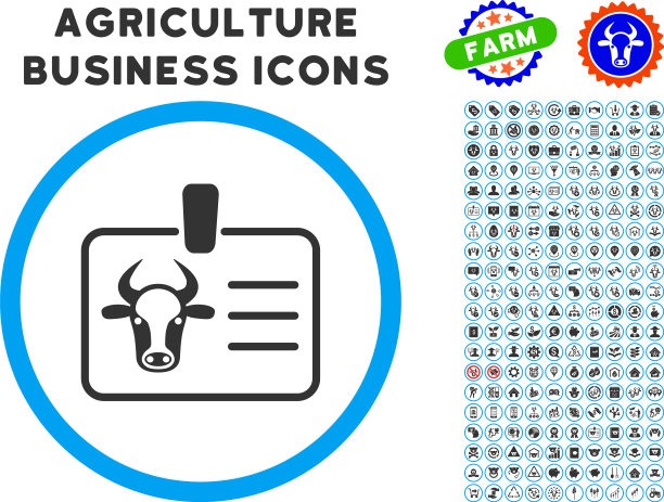 牛徽章圆形图标与设置图片下载