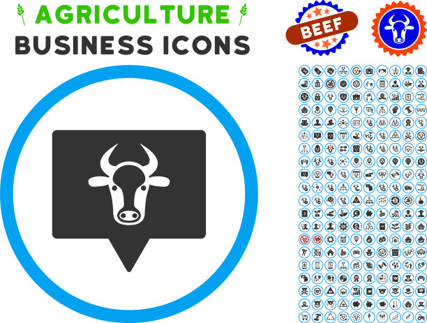 牛横幅圆形图标与设置图片下载