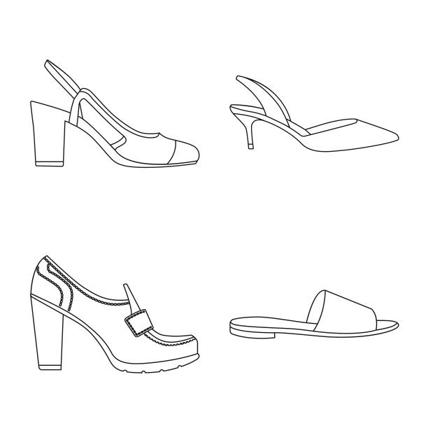 孤立对象的鞋类和妇女标志集图片下载