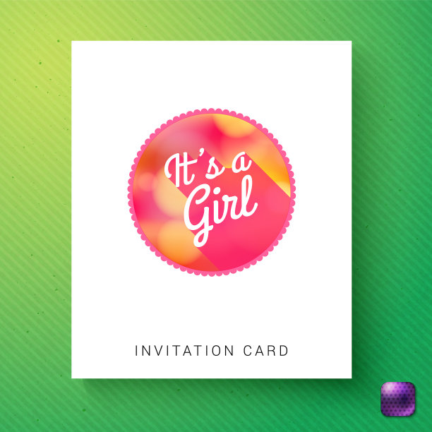 这是一个卡片模板中的女孩圆形徽章图片下载