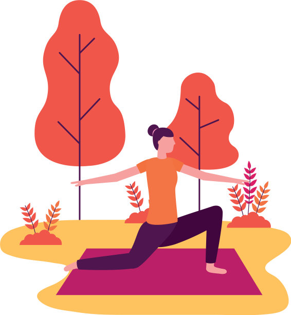 在公园的垫子上练习瑜伽的女人图片下载