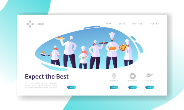 厨师人物与菜设置登陆页图片下载