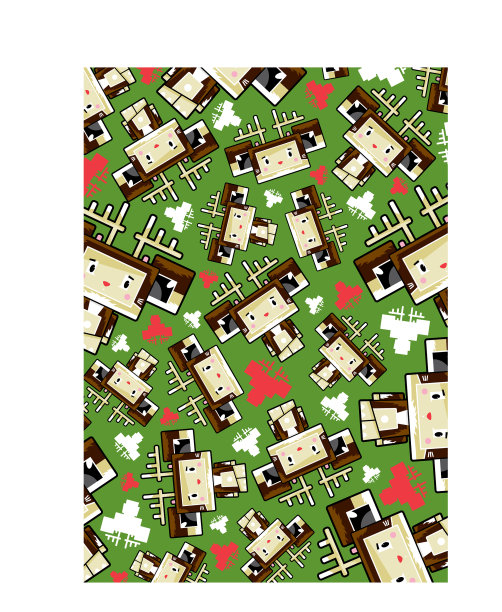 可爱的卡通方块驯鹿图案图片下载