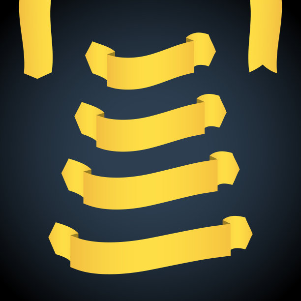 黄色的彩带横幅设置了美丽的空白图片下载