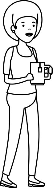 有咖啡杯性格的年轻女子图片下载