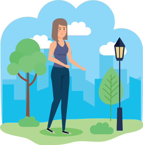 美丽的女人在公园的角色图片下载