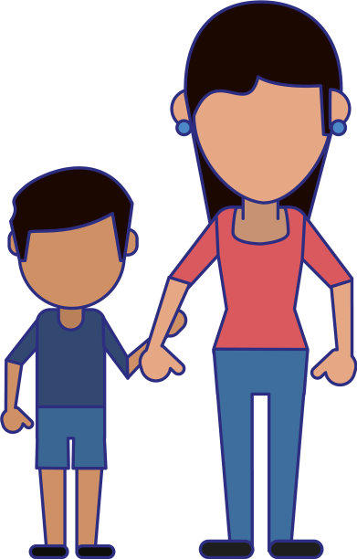 家庭头像无脸卡通蓝线图片下载