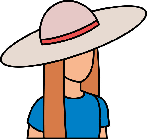 美丽的旅游女孩与夏天的帽子性格图片下载