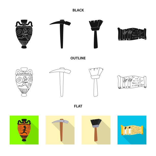 孤立对象的故事和物品符号集图片下载