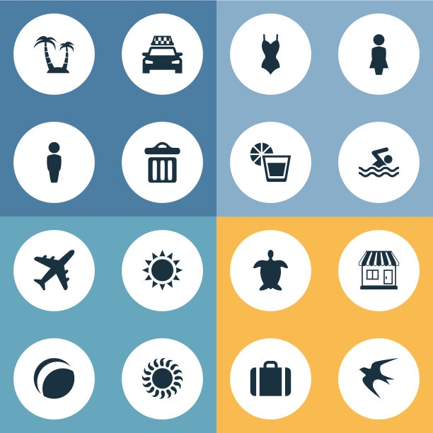 一套简单的海边图标图片下载