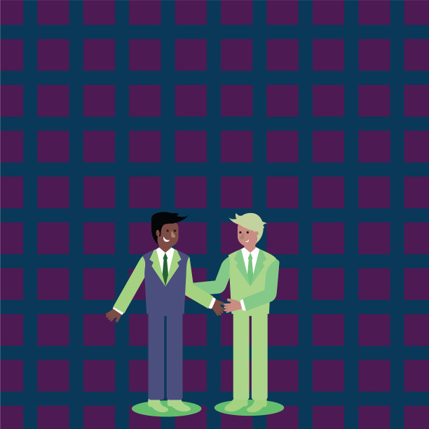 商人微笑着站在那里，两人握手图片下载