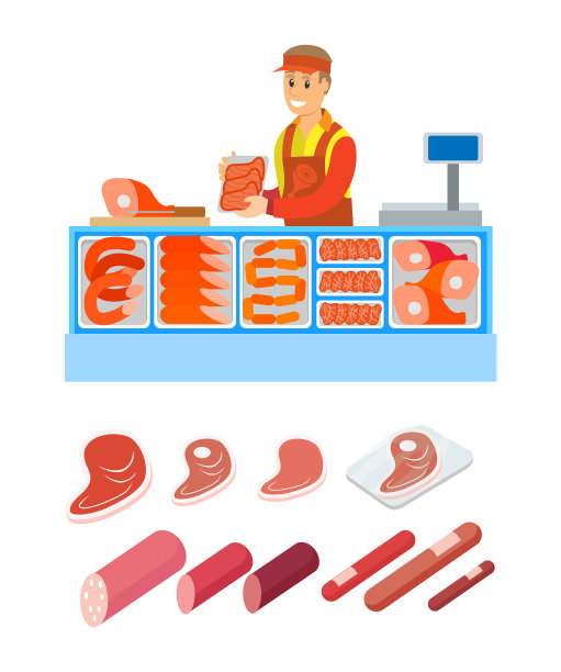 超市销售员肉铺部图片下载