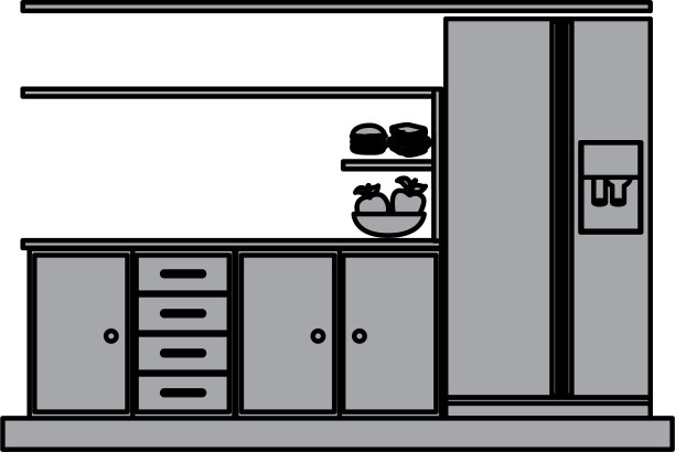 厨房下层橱柜的灰色轮廓图片下载