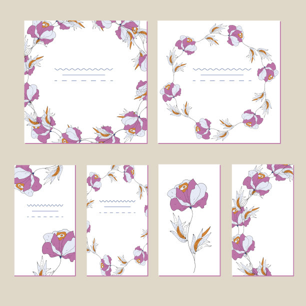 植物卡片与野花和叶子图片下载