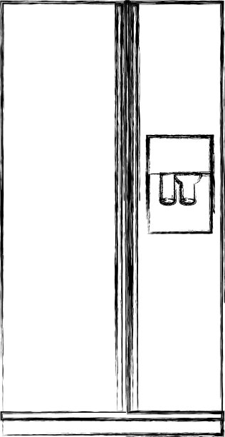 冰箱与饮水机的单色素描图片下载