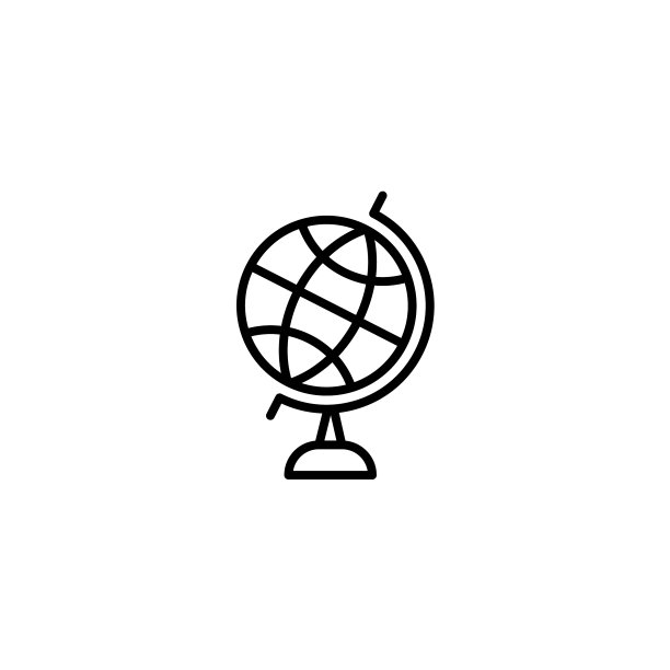 白色背景上的网页线性地球图标图片下载