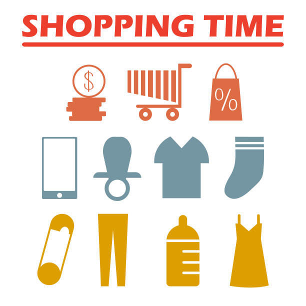 购物时间卡通套装图片下载