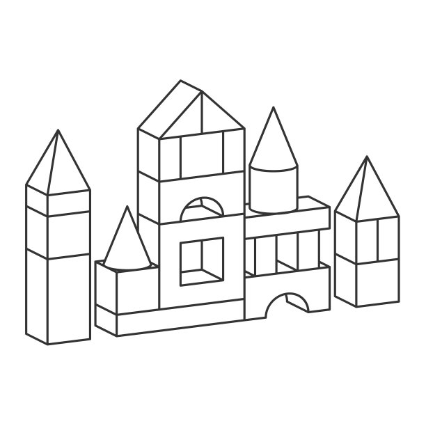 线式玩具建筑塔为图片下载