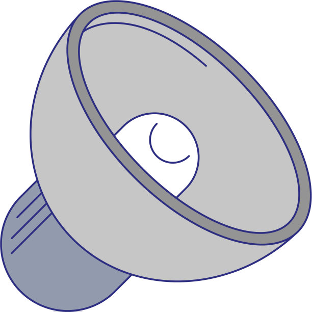 扩音器音量符号孤立蓝线图片下载