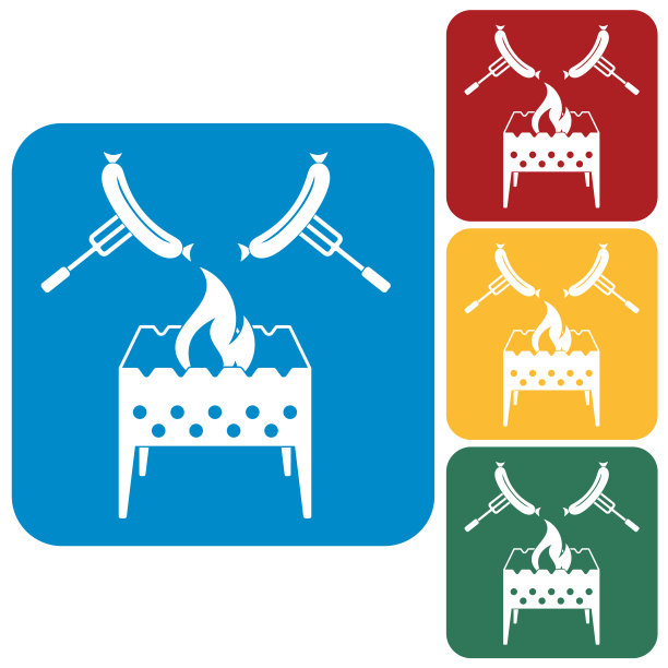 火盆和香肠图标图片下载